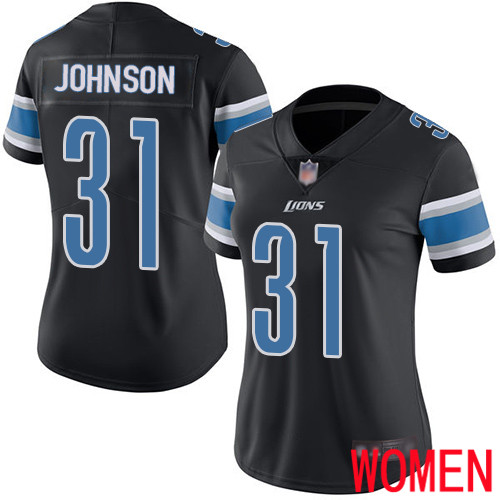 Detroit Lions Limited Black Women Ty Johnson Jersey NFL Football #31 Rush Vapor Untouchable->women nfl jersey->Women Jersey